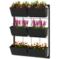 Jardinière murale à 3 niveaux avec 6 pots pour une utilisation intérieure et extérieure, support pour plantes suspendues, jardinière murale à drainage automatique