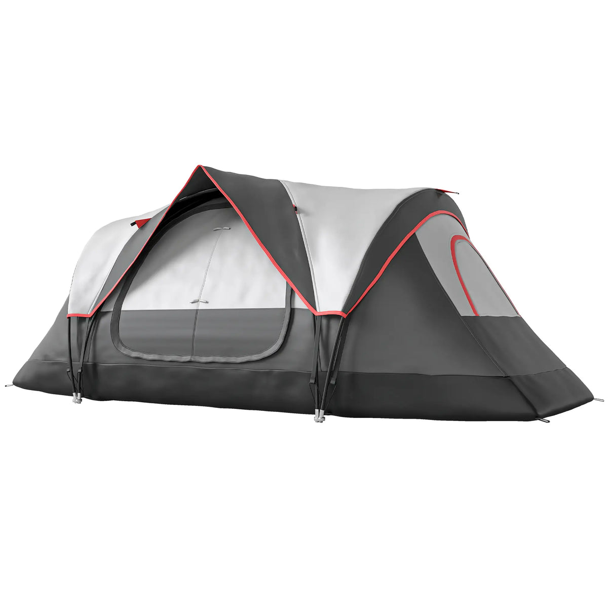 Tente de camping pour 6 personnes avec double-toit imperméable 2000 mm et sac de transport, idéale pour la pêche, la randonnée et les festivals, gris foncé.