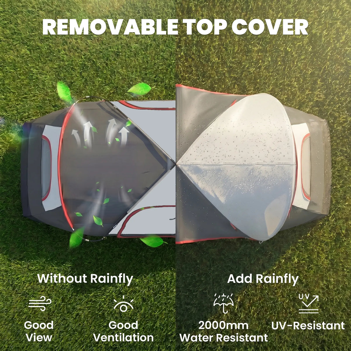Tente de camping pour 6 personnes avec double-toit imperméable 2000 mm et sac de transport, idéale pour la pêche, la randonnée et les festivals, gris foncé.
