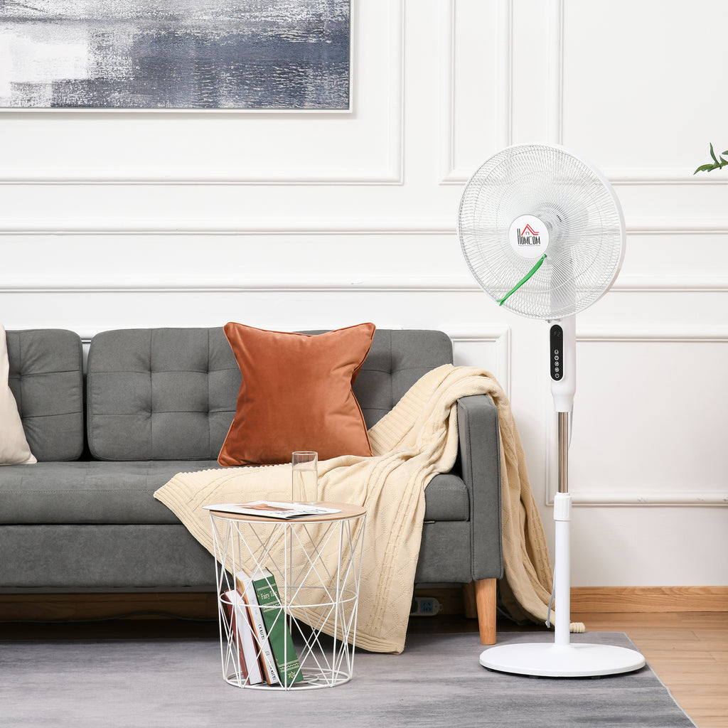 Ventilateur sur pied avec télécommande, ventilateur rafraîchissant sur pied, grand ventilateur électrique pour chambre à coucher, blanc