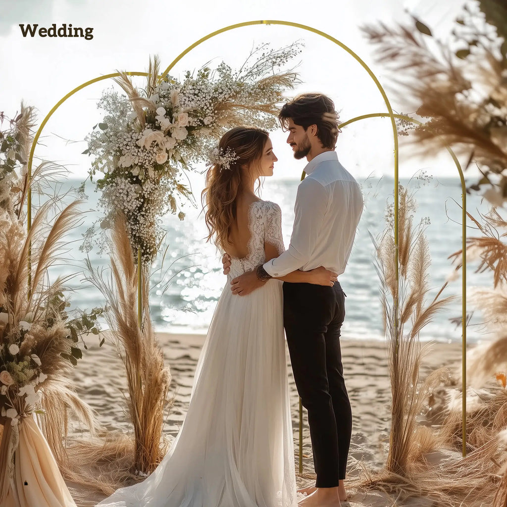 Arche de mariage, ensemble de 3 supports en métal pour ballons (2,13 m / 1,98 m / 1,83 m) pour anniversaire, enterrement de vie de jeune fille, remise de diplômes, cérémonie, banquet, couleur or