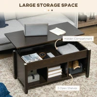 Table basse relevable avec rangement, espresso