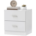 Table de chevet à 2 tiroirs, table de nuit moderne pour chambre à coucher, blanche