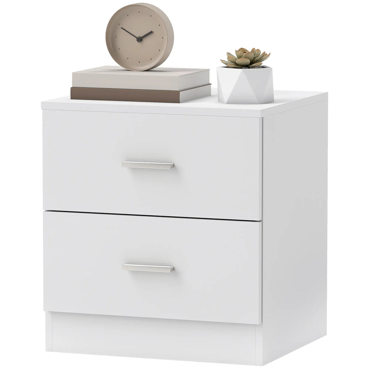 Table de chevet à 2 tiroirs, table de nuit moderne pour chambre à coucher, blanche