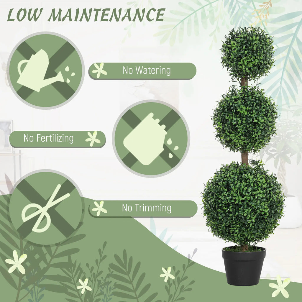 Lot de 2 arbres artificiels de 101,6 cm (40 po), topiaires en buis avec pot, pour l'intérieur et l'extérieur, bureau à domicile, salon, vert