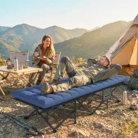 Lit de camp avec matelas moelleux, bleu