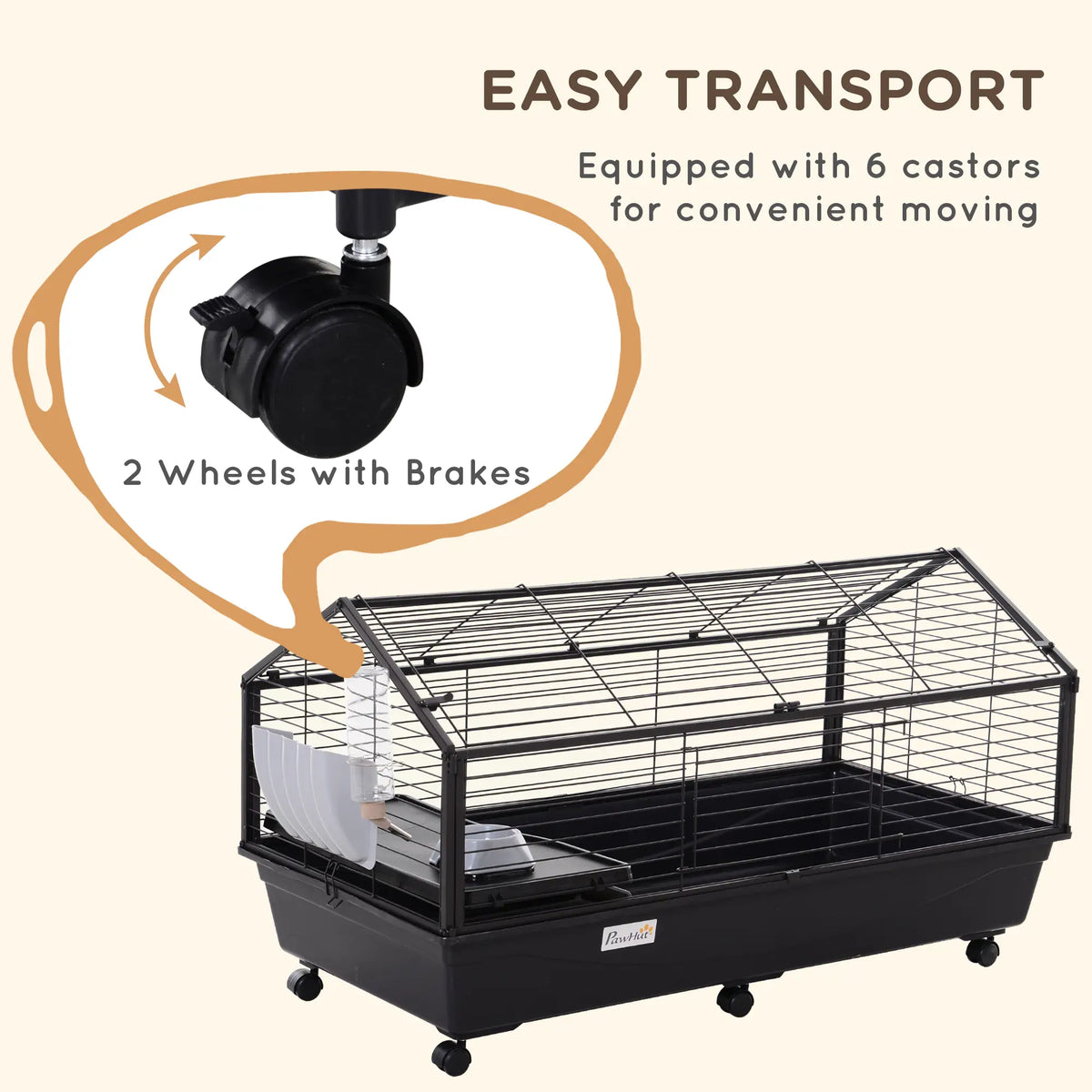 Cage pour cobayes avec parc pliable et amovible, cage à roulettes pour lapins, chinchillas, hérissons et lapins, habitat pour petits animaux avec biberon et mangeoire à foin, 87,6 cm x 128,3 cm x 55,9 cm