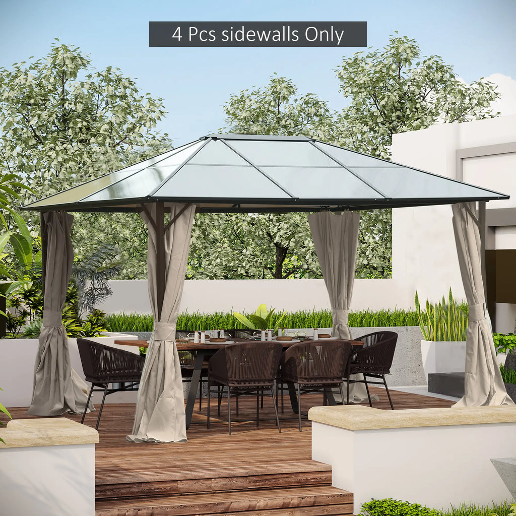 Rideaux de gazebo, rideau de remplacement universel pour intimité, 3 m x 3,6 m, 4 panneaux latéraux avec crochets/anneaux en C, beige