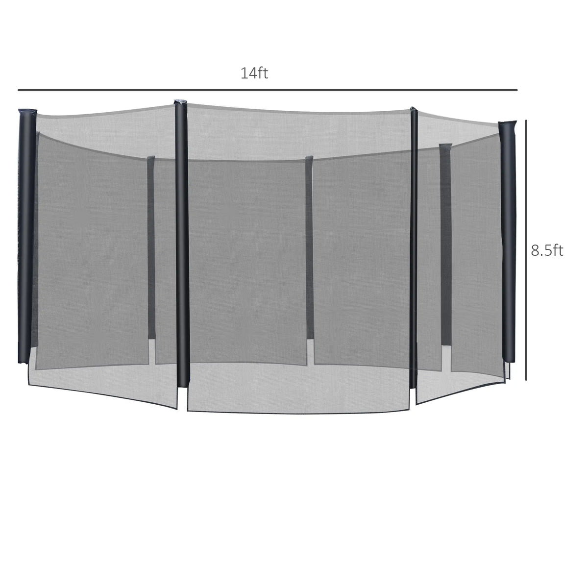 Filet de sécurité pour trampoline 3,66 m (12 pi) avec 8 poteaux, noir.
