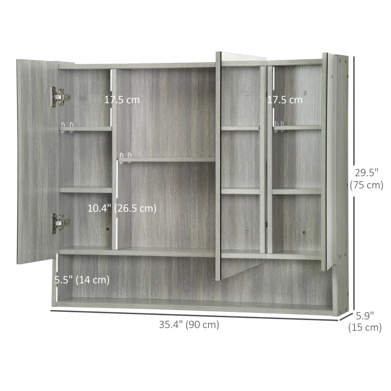 Armoire à pharmacie murale avec miroir, grise