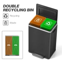 Poubelle 2 x 5,3 gal en acier inoxydable, noire