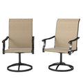 Ensemble de 2 chaises de salle à manger pivotantes d'extérieur, dossier haut et assise en maille résistante aux intempéries, pour terrasse, jardin ou piscine, marron