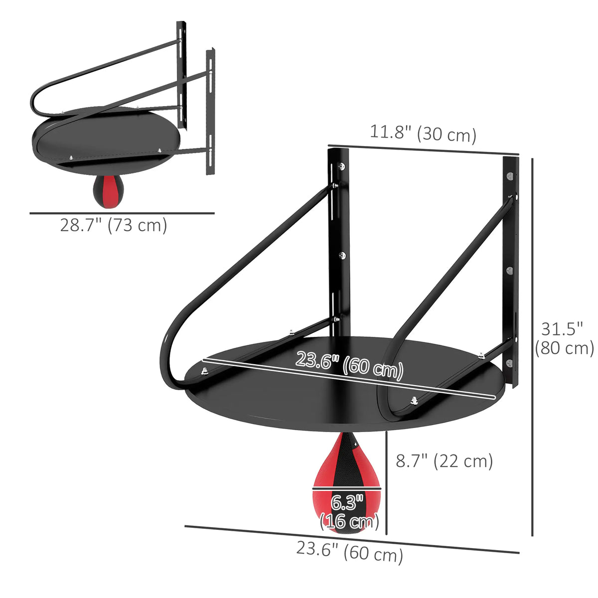 Plateforme de boxe murale pour sac de vitesse, hauteur réglable