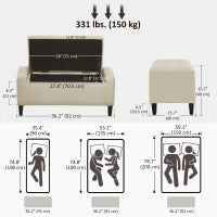 Banc coffre de 91 cm, beige