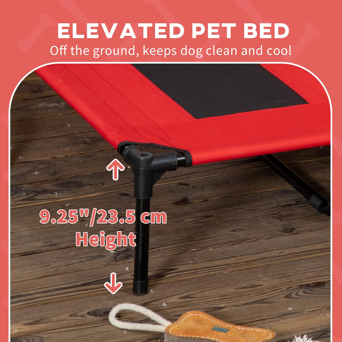 Lit surélevé pour animaux de compagnie, lit pour chien portable d'extérieur et d'intérieur avec tente et abri, rouge instantané