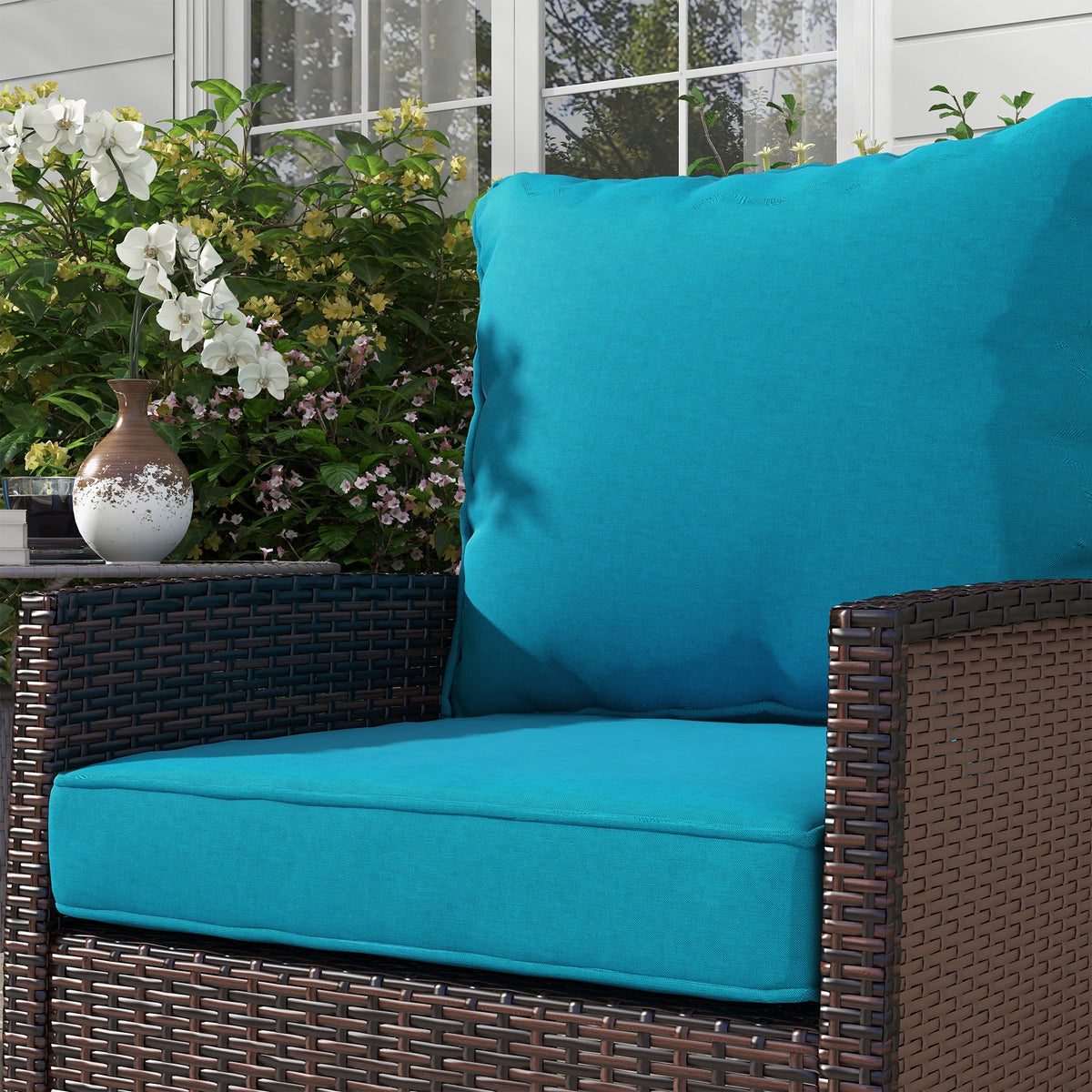 Ensemble de 4 coussins de rechange pour chaises de patio avec dossier, pour intérieur et extérieur, turquoise