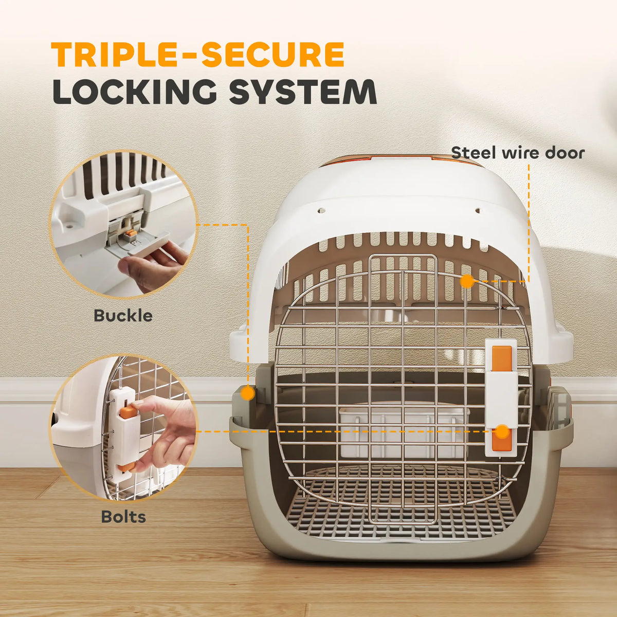 Cage de transport rigide pour animaux de compagnie, niche en plastique pour petits chiens et chats, cage portable avec porte en fil d'acier