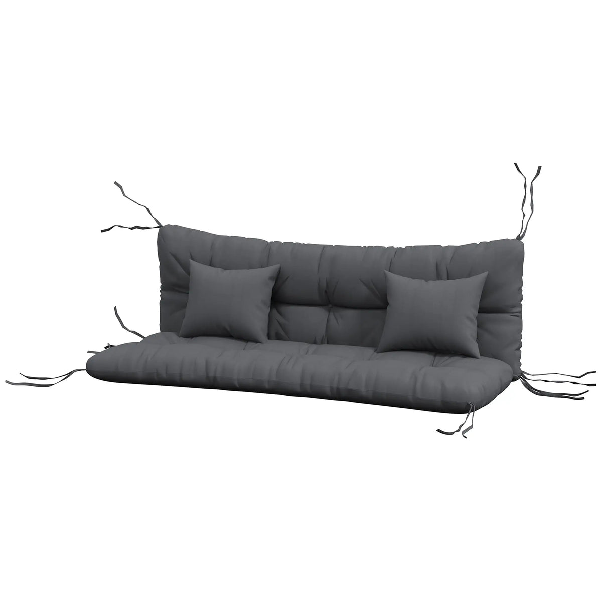 Ensemble de 4 coussins de rechange pour dossier et assise, avec attaches, gris, pour chaises de patio