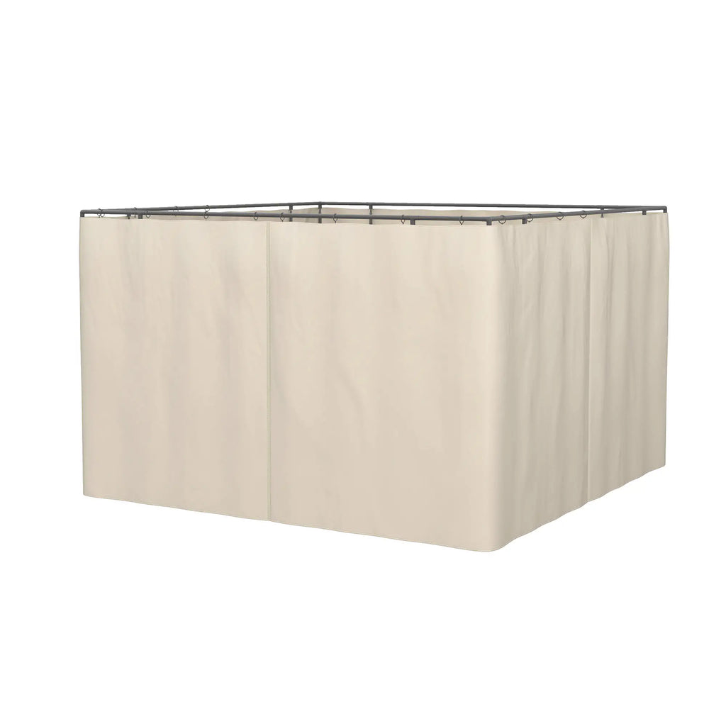 Rideaux de gazebo, rideau de remplacement universel pour intimité, 3 m x 3,6 m, 4 panneaux latéraux avec crochets/anneaux en C, beige