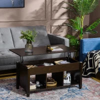 Table basse relevable avec rangement, espresso
