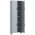 Armoire de cuisine 67" à 4 portes, meuble de rangement autoportant avec étagères réglables, gris