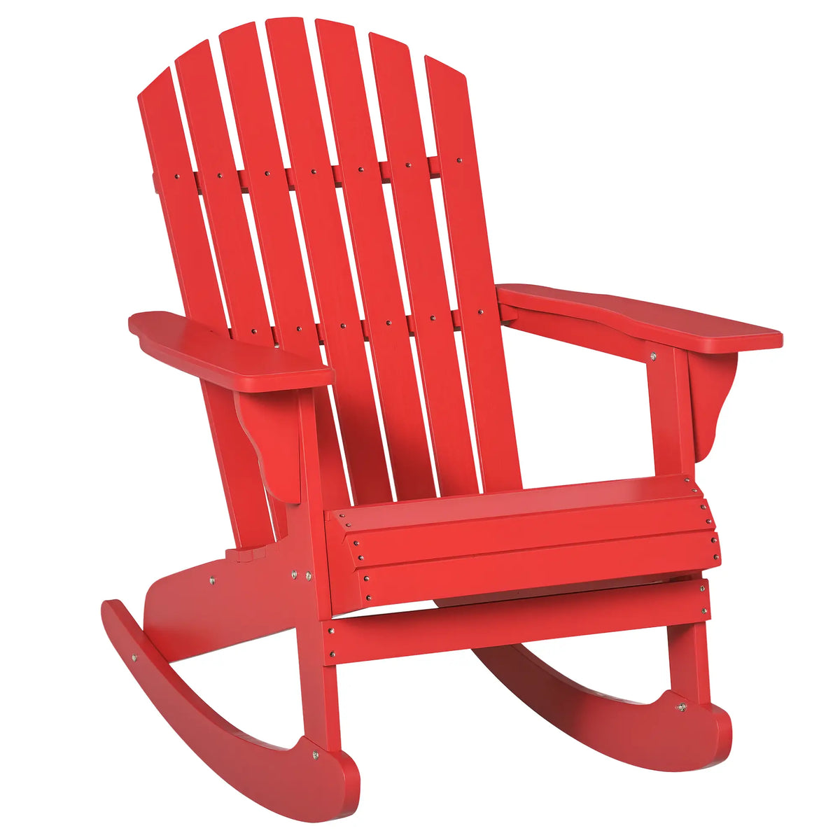 Fauteuil à bascule Muskoka en bois Adirondack, avec dossier en éventail et style rustique classique, rouge.