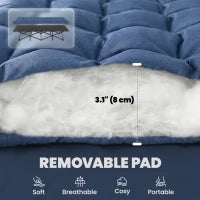 Lit de camp avec matelas moelleux, bleu