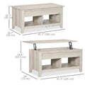 Table basse relevable avec rangement, effet chêne