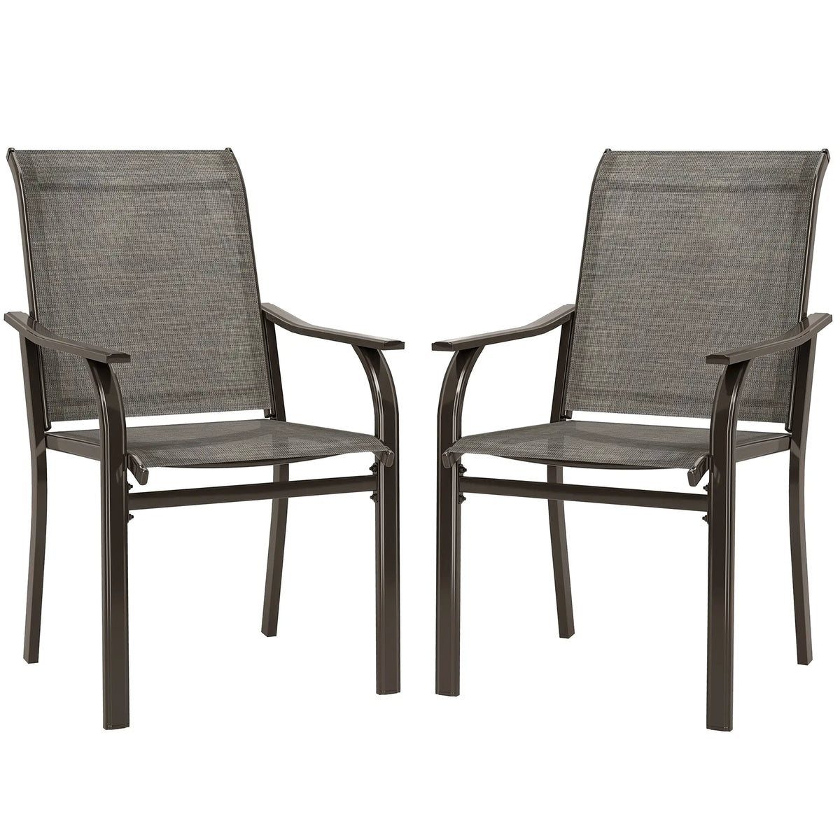 Ensemble de 2 chaises de patio avec accoudoirs et dossier haut, pour jardin, balcon, véranda, bord de piscine, terrasse, marron