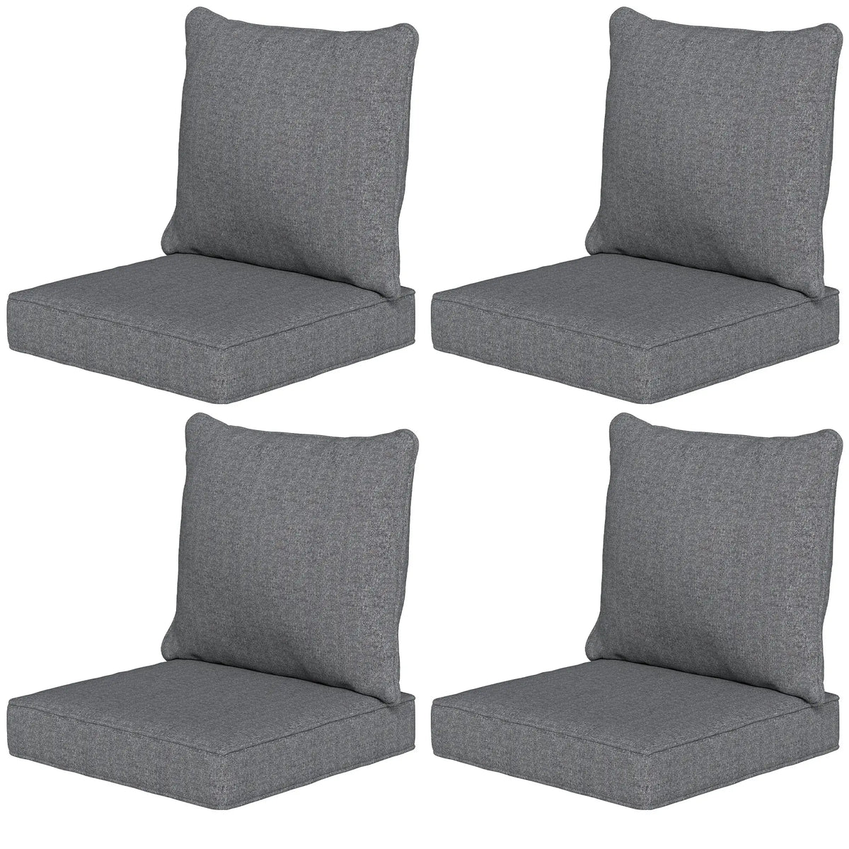 Ensemble de 4 coussins de chaise d'extérieur, résistants à la décoloration, 61 x 61 cm, gris