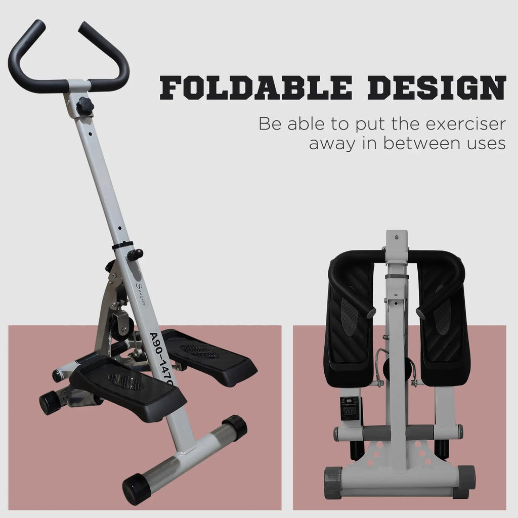 Stepper réglable en hauteur, appareil de fitness avec guidon et écran LCD, noir