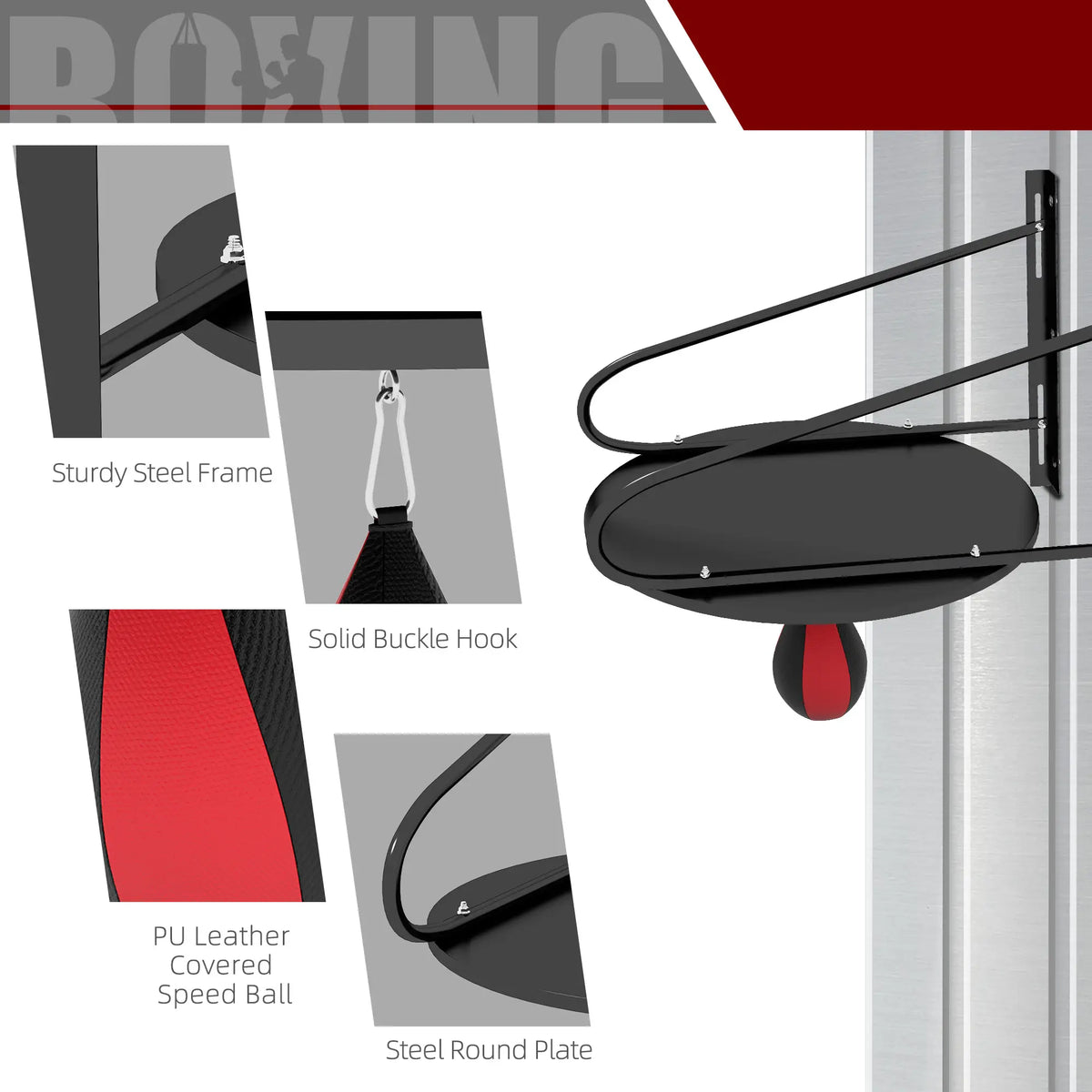 Plateforme de boxe murale pour sac de vitesse, hauteur réglable