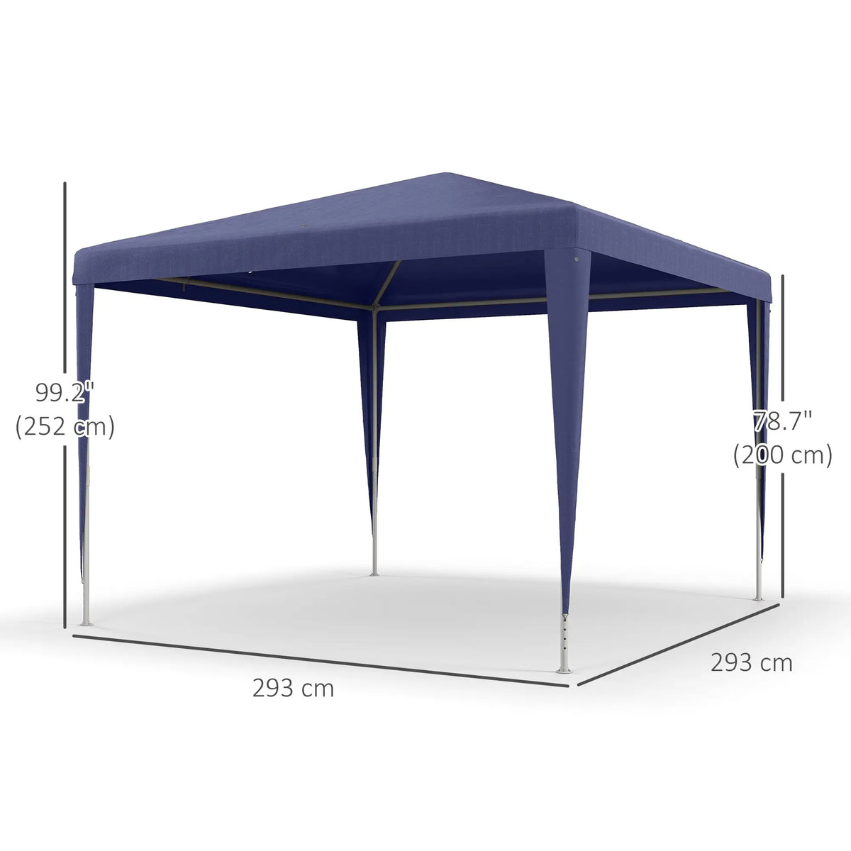 Tente de réception portable 3 x 3 m, tonnelle pliante de jardin, abri événementiel, parasol extérieur bleu foncé