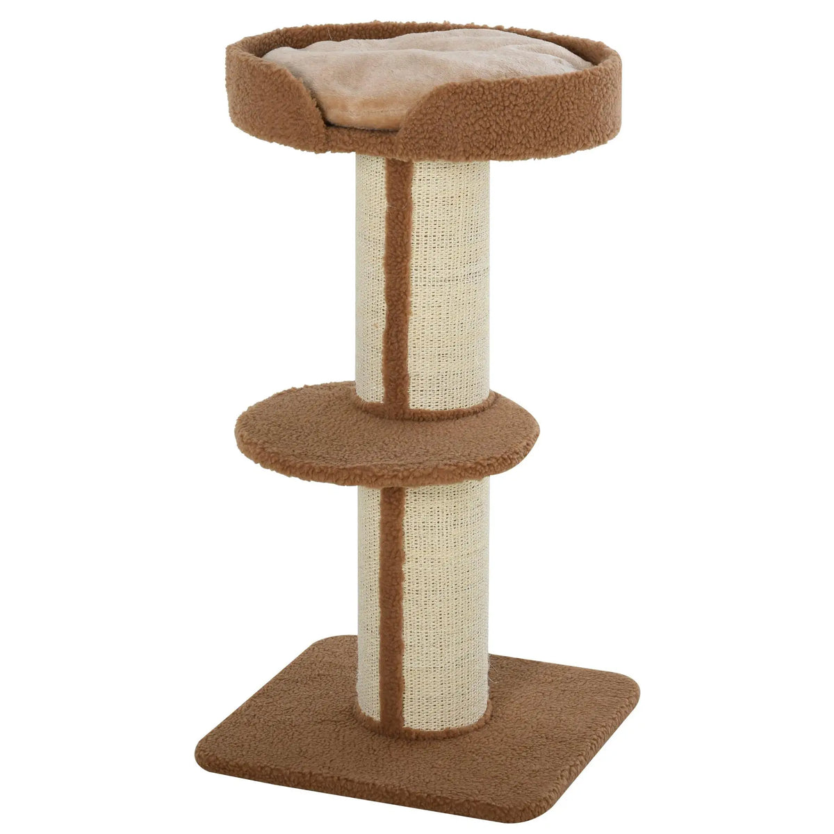 Arbre à chat avec griffoir en sisal, panier, coussin et perchoir, 45,7 x 45,7 x 91,4 cm, marron
