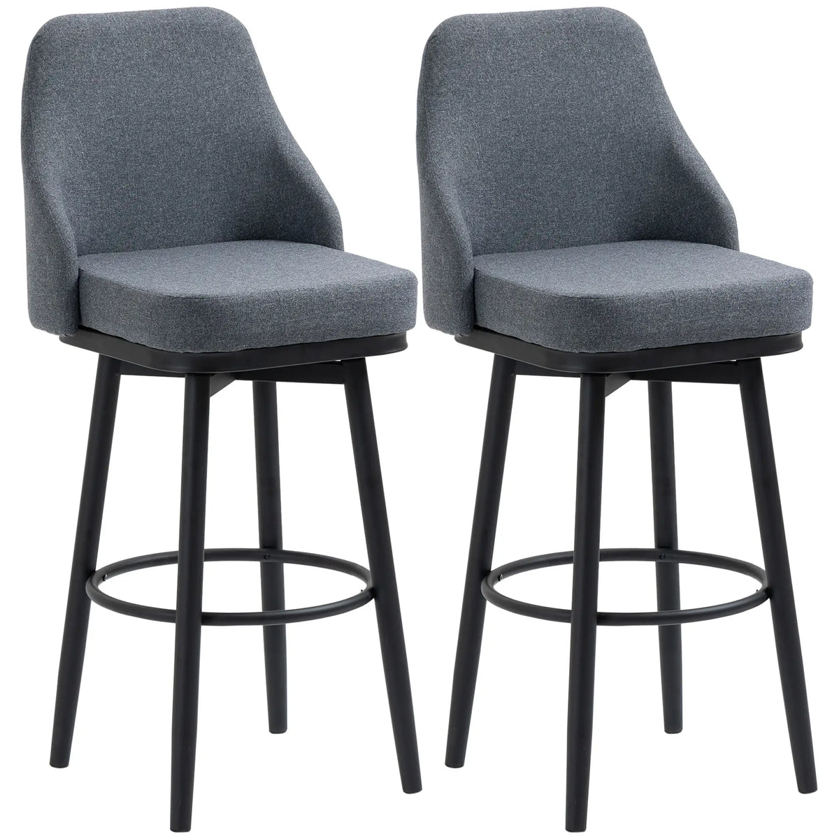 Ensemble de 2 tabourets de bar extra hauts, tabourets de bar modernes pivotants à 360° avec pieds en acier et repose-pieds, gris anthracite