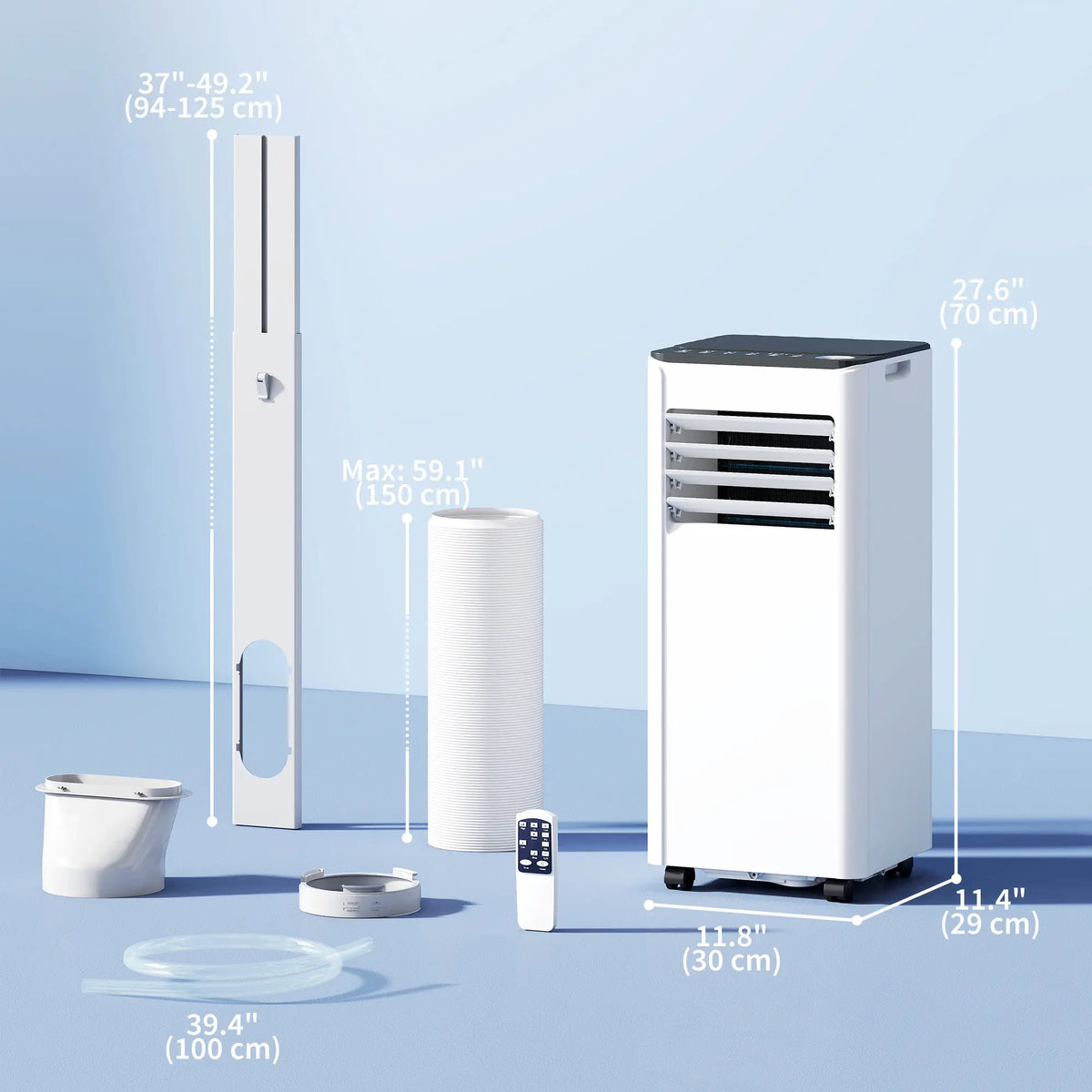 Climatiseur portable 8000 BTU, avec déshumidificateur, ventilateur et télécommande vocale Wi-Fi, pour des pièces jusqu'à 344 pi²