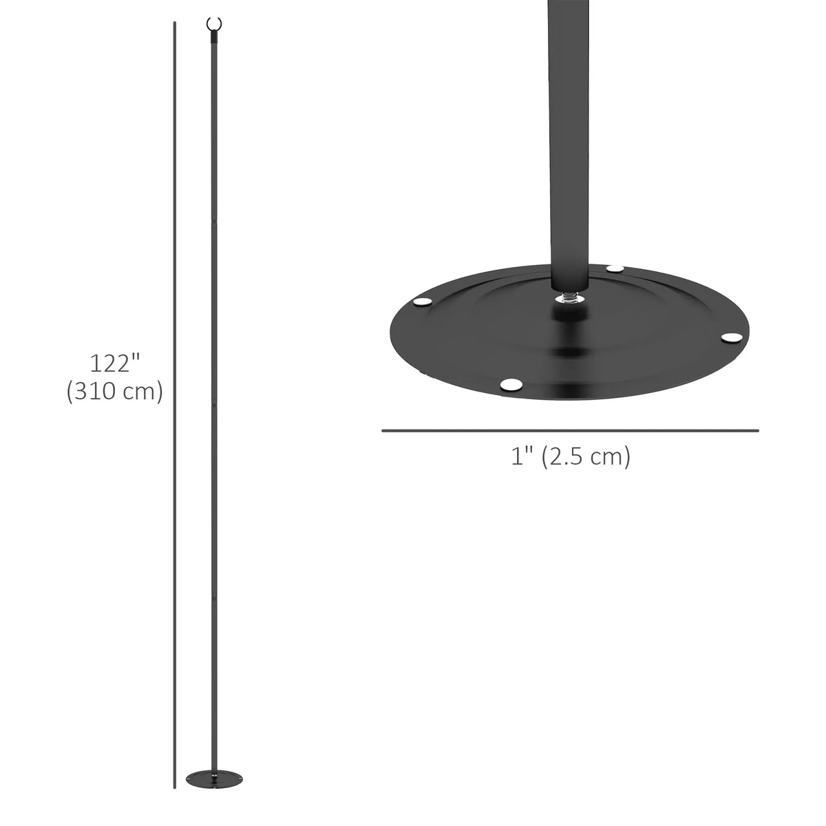 Lot de 2 poteaux lumineux de 3 m (10 pi), supports d'éclairage suspendus en acier pour patio, jardin, terrasse, mariage, fête, noir
