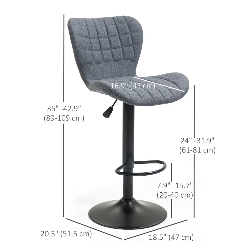 Ensemble de 2 tabourets de bar pivotants, gris