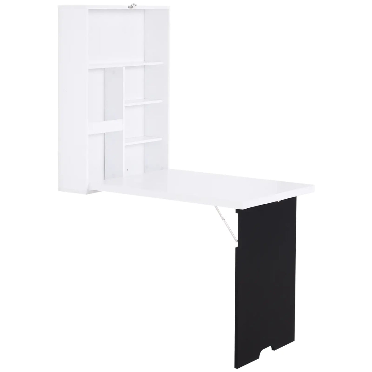 Bureau mural pliable et convertible, bureau d'ordinateur multifonctionnel et peu encombrant avec tableau blanc flottant pour étudiants, blanc et noir