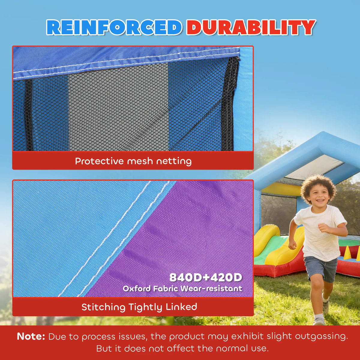 Château gonflable pour enfants, structure gonflable avec toboggan, piscine à balles, jeu de lancer d'anneaux, parasol et souffleur