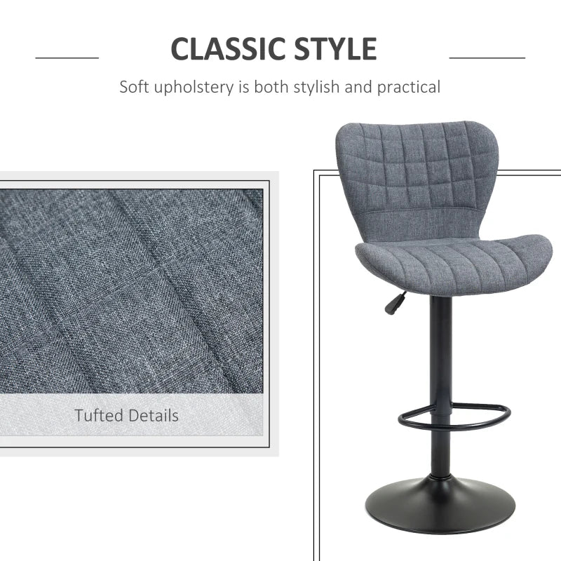 Ensemble de 2 tabourets de bar pivotants, gris