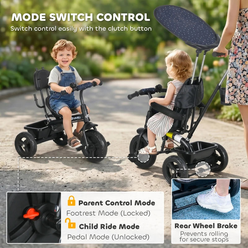 Tricycle 6-en-1 pour enfants, bleu marine