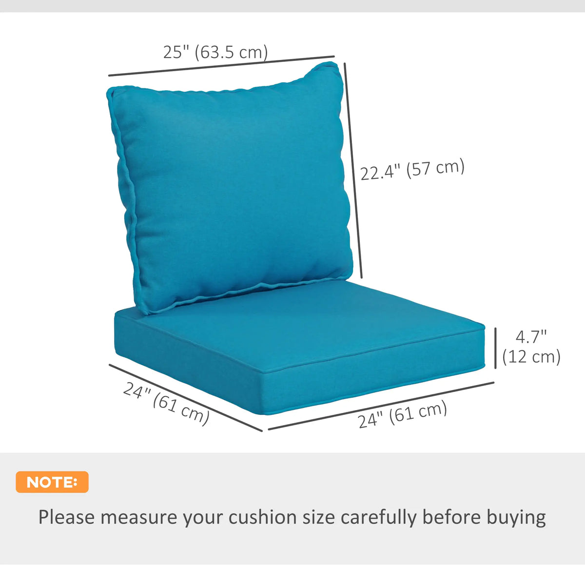 Ensemble de 4 coussins de rechange pour chaises de patio avec dossier, pour intérieur et extérieur, turquoise