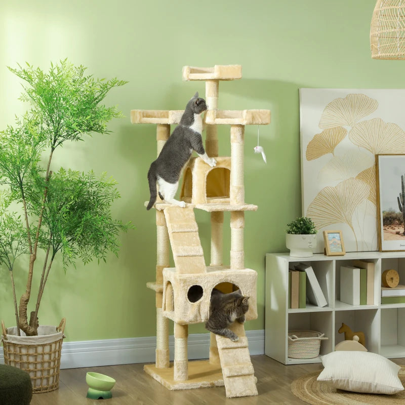 Arbre à chat multi-niveaux 67 po, beige