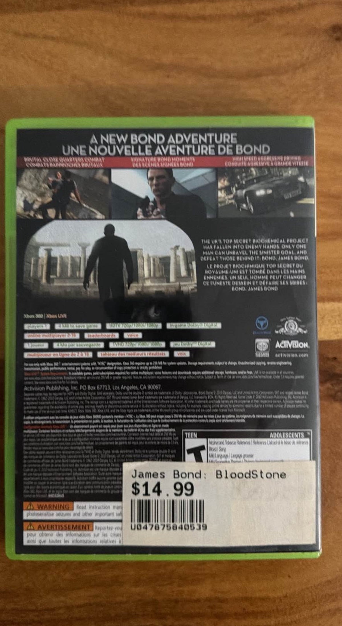 Blood Stone Xbox 360 - dos avec étiquette prix