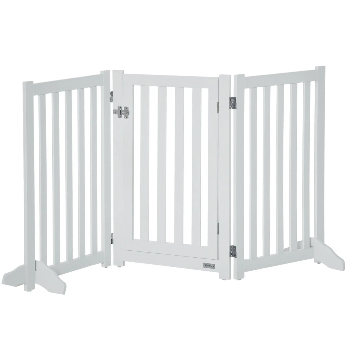 Barrière pour chien pliable 80 cm (31,5 po) de hauteur avec porte, 3 panneaux, autoportante, avec pieds de support, idéale pour les chiots et les chiens de petite et moyenne taille, blanche