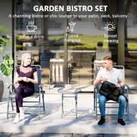 Ensemble bistrot d'extérieur 3 pièces, gris foncé