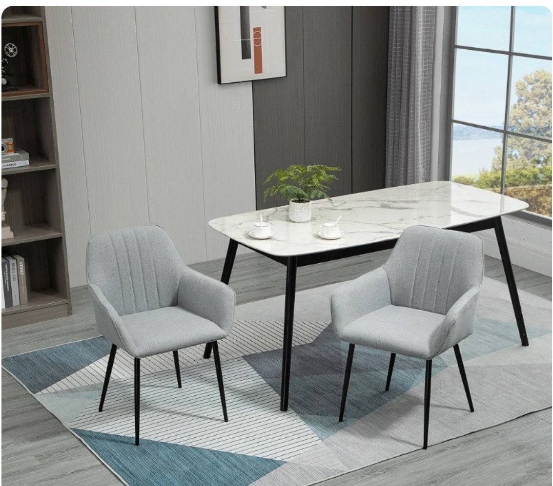 Ensemble de 2 chaises de salle à manger en tissu, grises
