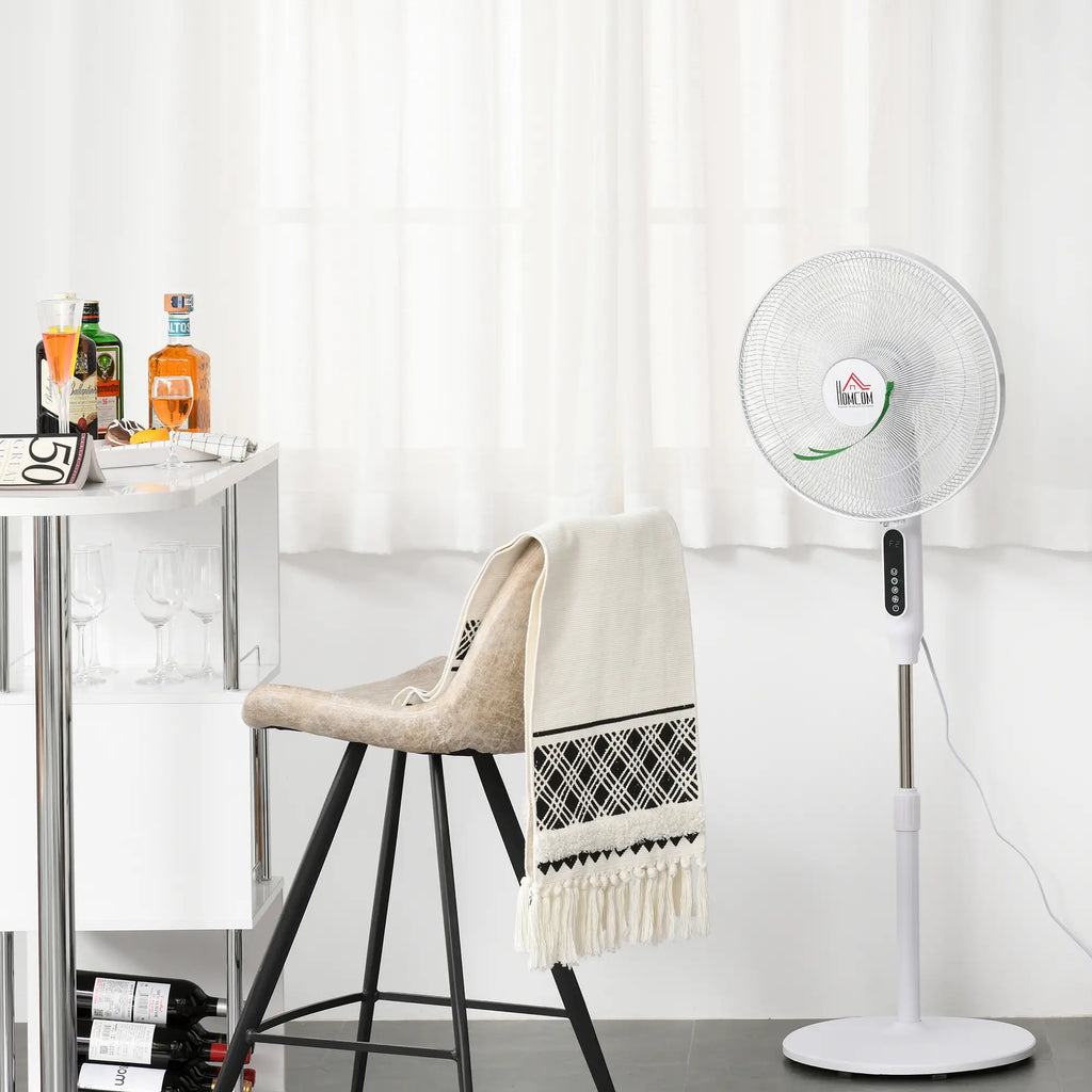 Ventilateur sur pied avec télécommande, ventilateur rafraîchissant sur pied, grand ventilateur électrique pour chambre à coucher, blanc