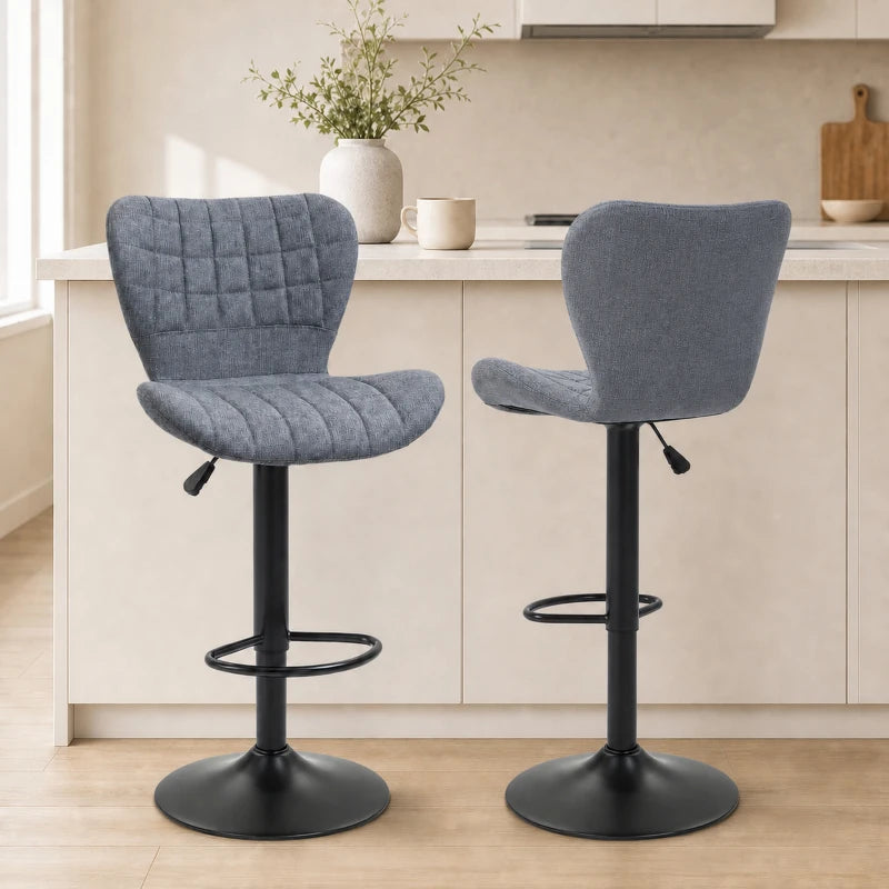 Ensemble de 2 tabourets de bar pivotants, gris